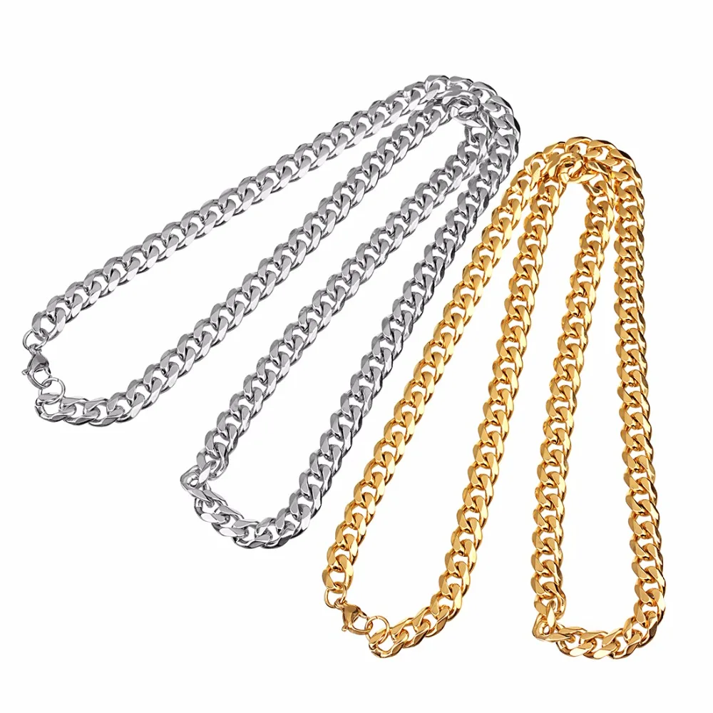 LOULEUR Gold Silver Color 60cm Stainless Steel Chains Bulk Wide 8mm Flat Link Rolo for Necklace Bracelet Jewelry Making | Украшения и