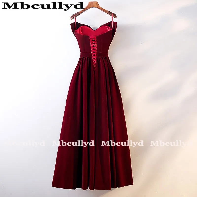 Mbcully сексуальные милые Выпускные платья Burgundy длинные роскошные бархатные черные вечерние платья для девочек Дешевые