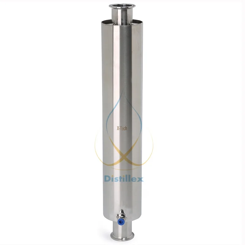 Dry Ice Sleeve Column (Tube) 2" x 24" Outer 4"x 20" . Drain port 1/4" MNPT Tri-Clamp, Dewax Spool
