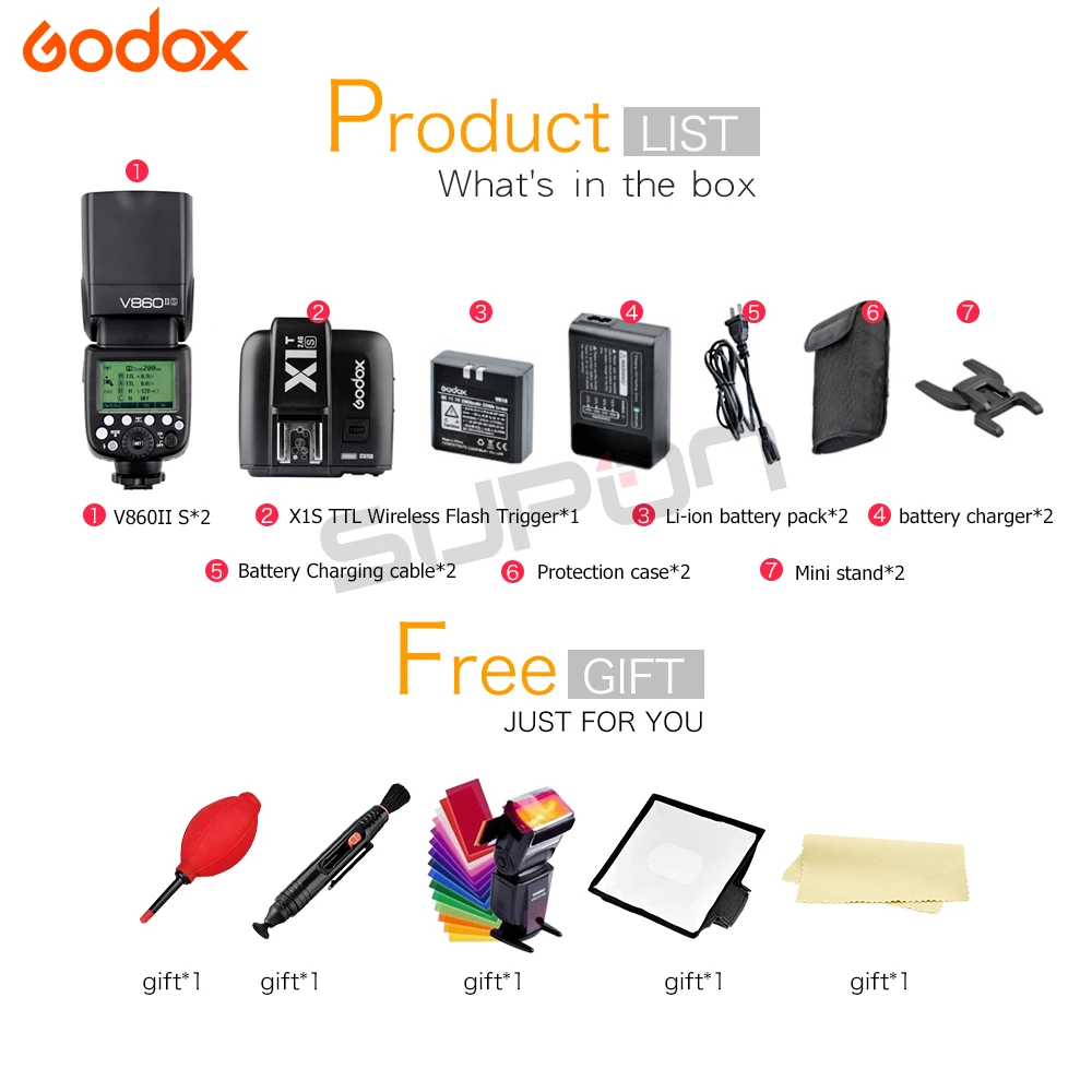 Godox 2 * V860IIS Вспышка speedlite TTL HSS 4G литий ионная батарея + фототриггер для Sony A6500 A7 A6000 A58