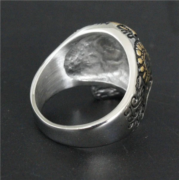 Drop Ship Size 7-14 Cool Fashion Gold Cross Jesus Skull Ring With Green Eyes 316L Stainless Steel Motorcycles Biker | Украшения и