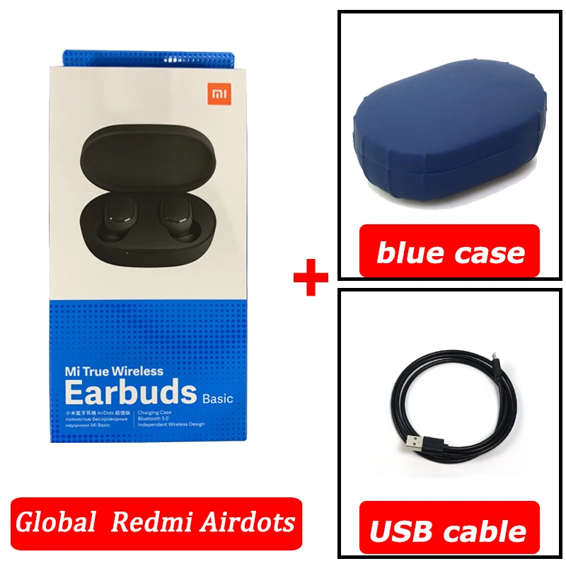 GL cablel blue case Xiaomi airdots Redmi Airdots TWS беспроводные наушники Голосовое управление Bluetooth 5,0 шумоподавление управление краном - Цвет: GL cablel blue case
