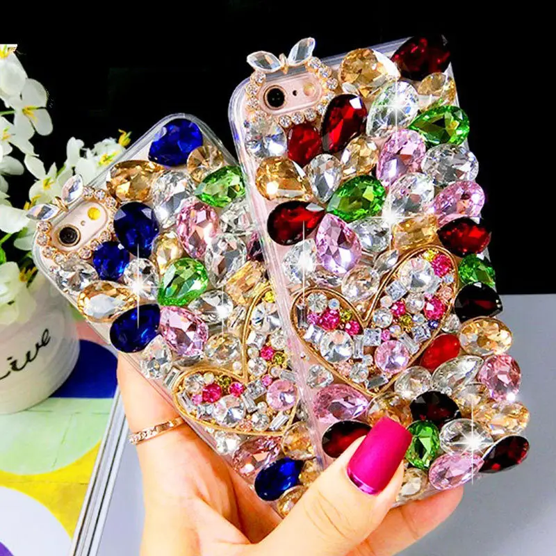 Для iPhone 6 S 7 8 Plus X Роскошный Блестящий Алмазный кристалл красочное сердце горный
