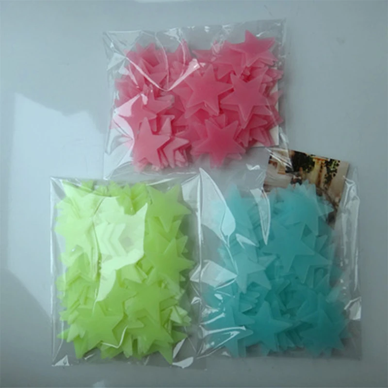 100 шт DIY Красочные наклейки на стену светящаяся звезда флуоресцентный светится в