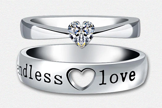 2016 Сердце Циркон Бесконечная любовь Обручальное кольцо свадебные кольца для пар
