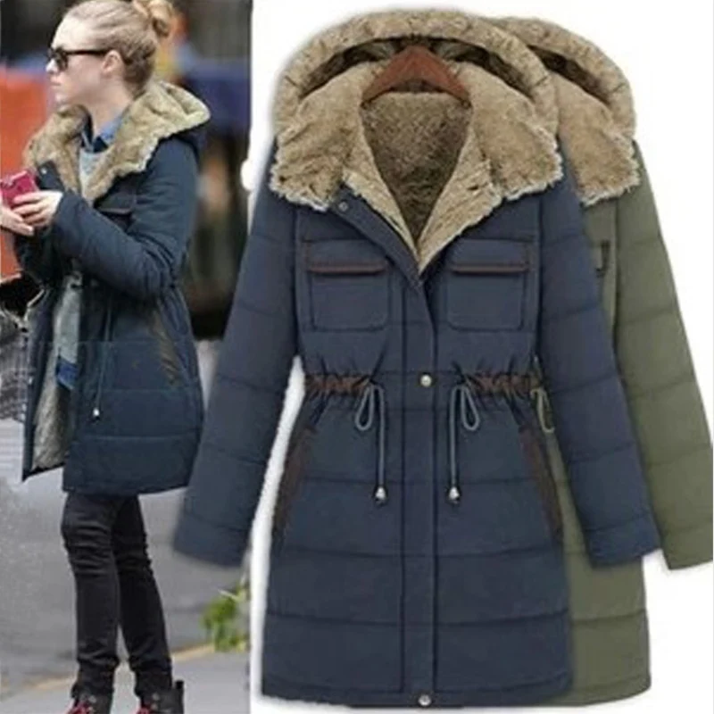

2019 New Women Winter Cotton Coat Hooded Jacket Warm Large Size Mid-length Outerwear Fashion Casual Thin Slim Winter Coat CW130