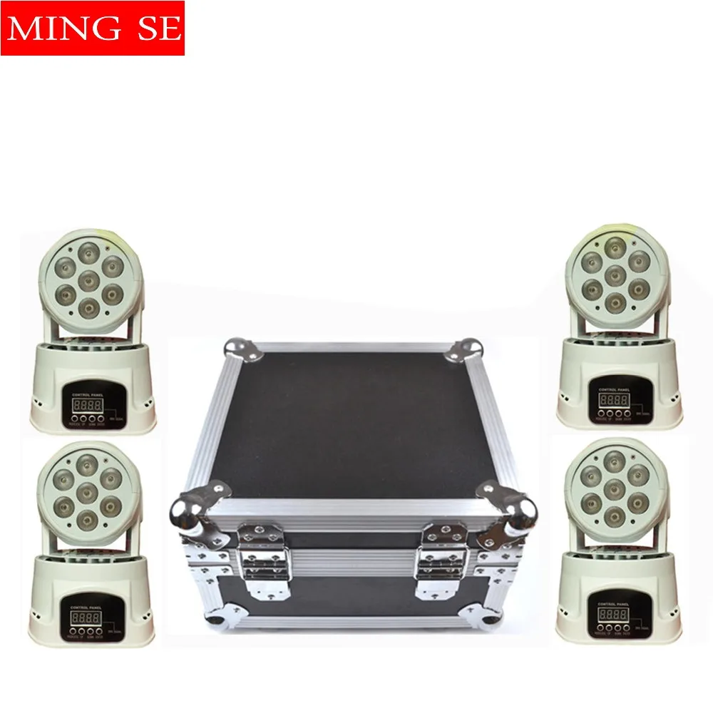 

4 шт./лот 7x12 Вт RGBW 4 в 1 quad led wash движущийся головной свет с чехлом f light LED stage светильник s Mini LED движущаяся головка 14 каналов