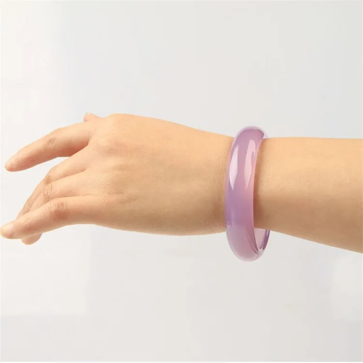 

Natural Jadee Pink Purple Chalcedony Bracelets Round Bangles Bracelet Pretty Girl's Fashion Stone Jewelry