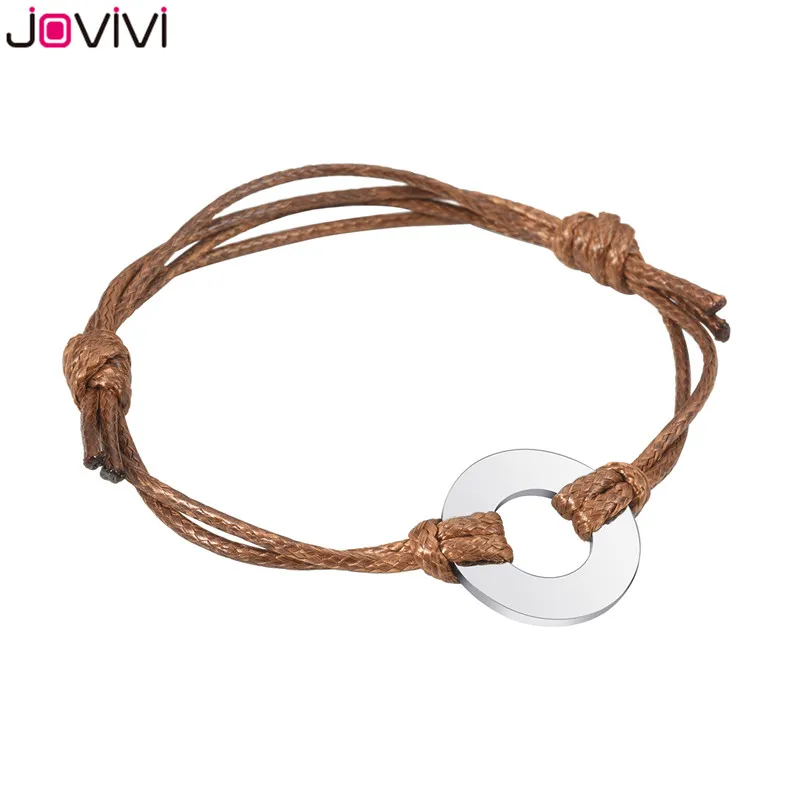 Jovivi новейший 1 шт. монограмма круглый ID Tag Inital кожаный браслет регулируемый