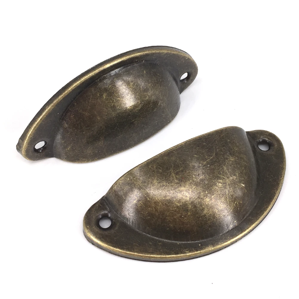 

82mm*35mm Solid Brass Iron Antique Shell Cup Drawer Cupboard Cabinet Door Pull Handles 20PCS