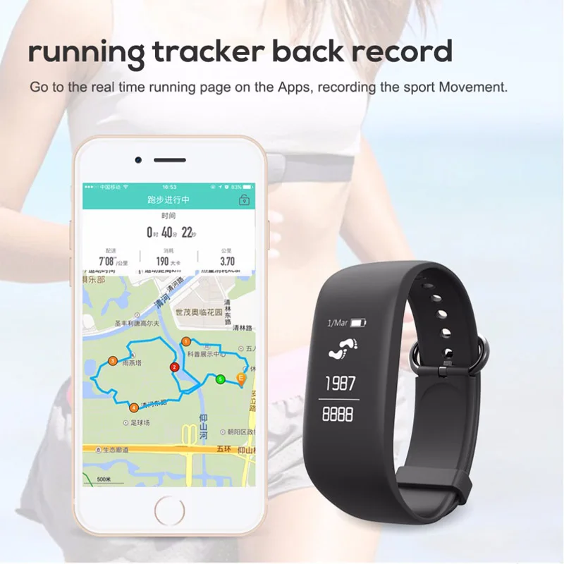 HLTON спортивный умный Bluetooth браслет контроль камеры фитнес-трекер монитор сердечного ритма анти-потеря браслет для Android Iphone