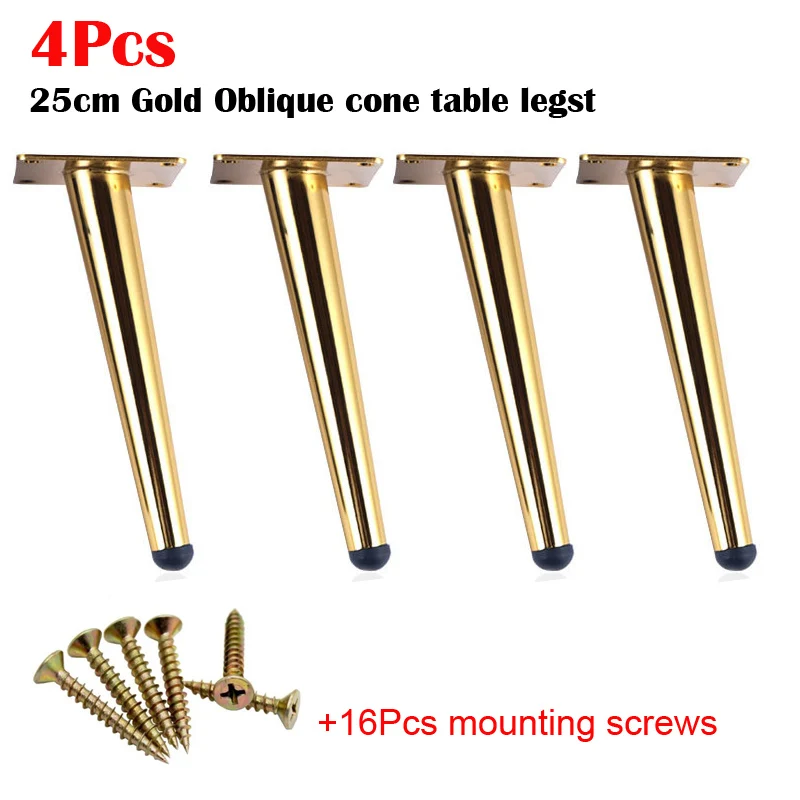 Gold Oblique 25CM 4 шт нержавеющая мебели ножки стола ТВ шкаф стопы диванная ножка шкафа оборудования средства ухода за кожей стоп 12/15/20/25/30 см коническая кисть нагрузки ног 900 кг - Цвет: Gold Oblique 25CM