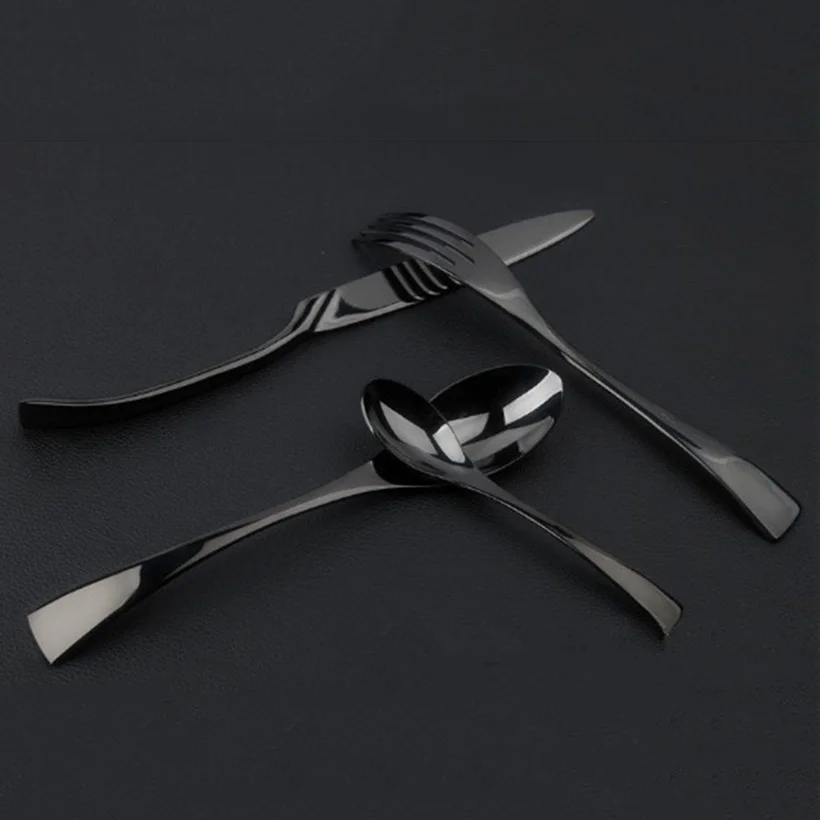4 шт. черный Западный набор посуды для еды высокое качество нержавеющая сталь