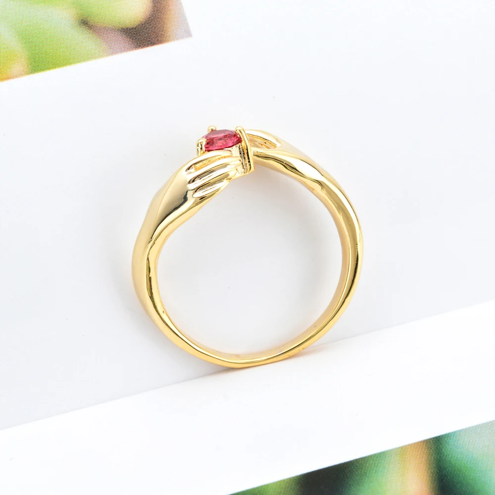 Сладкие романтические золотая ручка Модные Классические кольцо с красным