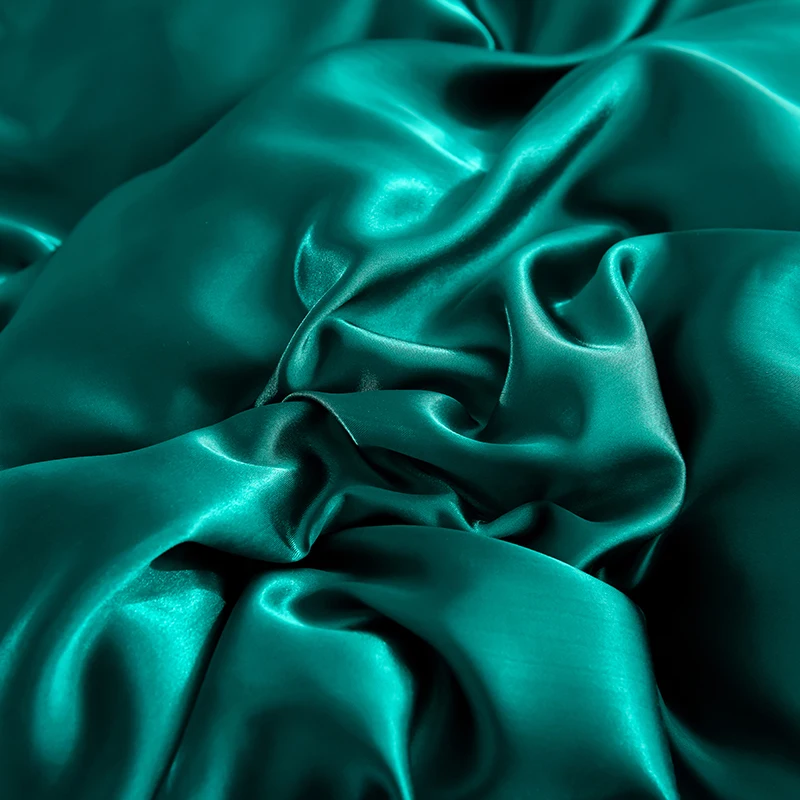 Liv-Esthete Luxury Satin Silk Green Bedding Sets Silky 1pcs Duvet Cover Set Bed Set Single Double Queen King Quilt Cover