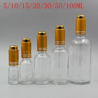 transparent glass bottle with gold dropper empty cosmetic container essential oil essence perfume sub bottling