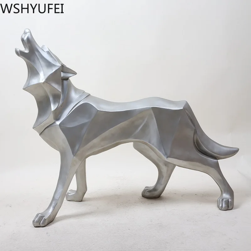 New Wolf Resin Statue Model Modern Abstract Ice Wildlife Decor Gift Ornament Animal Totem Dog Sculpture Crafts | Дом и сад