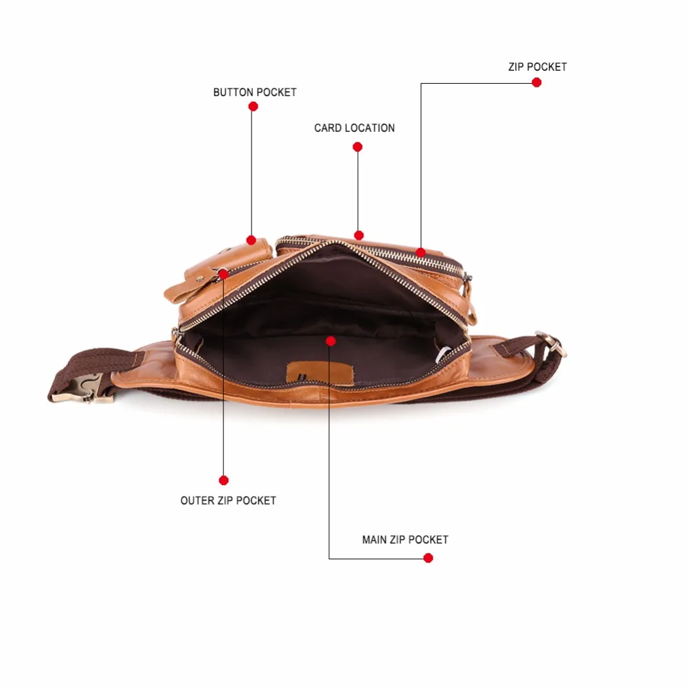 JOYIR мужские нагрудные сумки из натуральной кожи Кожаная поясная сумка для