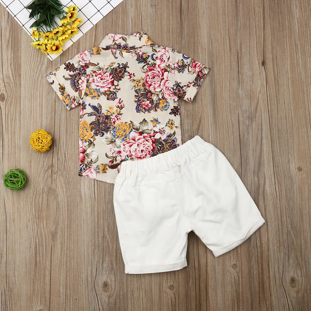 

pudcoco 2019 Children Clothing Suits For Boys Clothes Kids Toddler Enfant Fille Infantis Outfits Floral Print T-shirt+Shorts