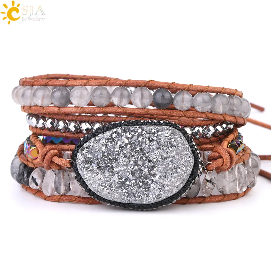 Готический браслет CSJA для мужчин и женщин драгоценные камни лечебные