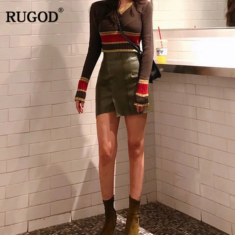 RUGOD/полосатые тонкие женские пуловеры в Корейском стиле вязаные свитера с