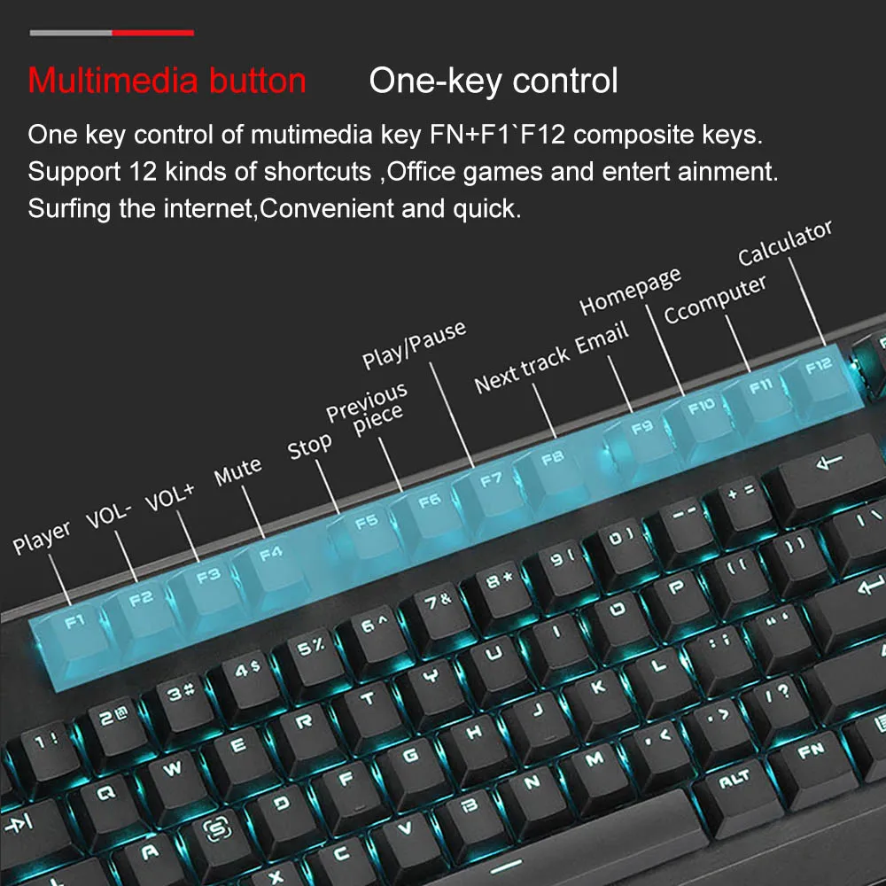 Motospeed K95 Проводная игровая механическая клавиатура с подсветкой 104 клавиши синий