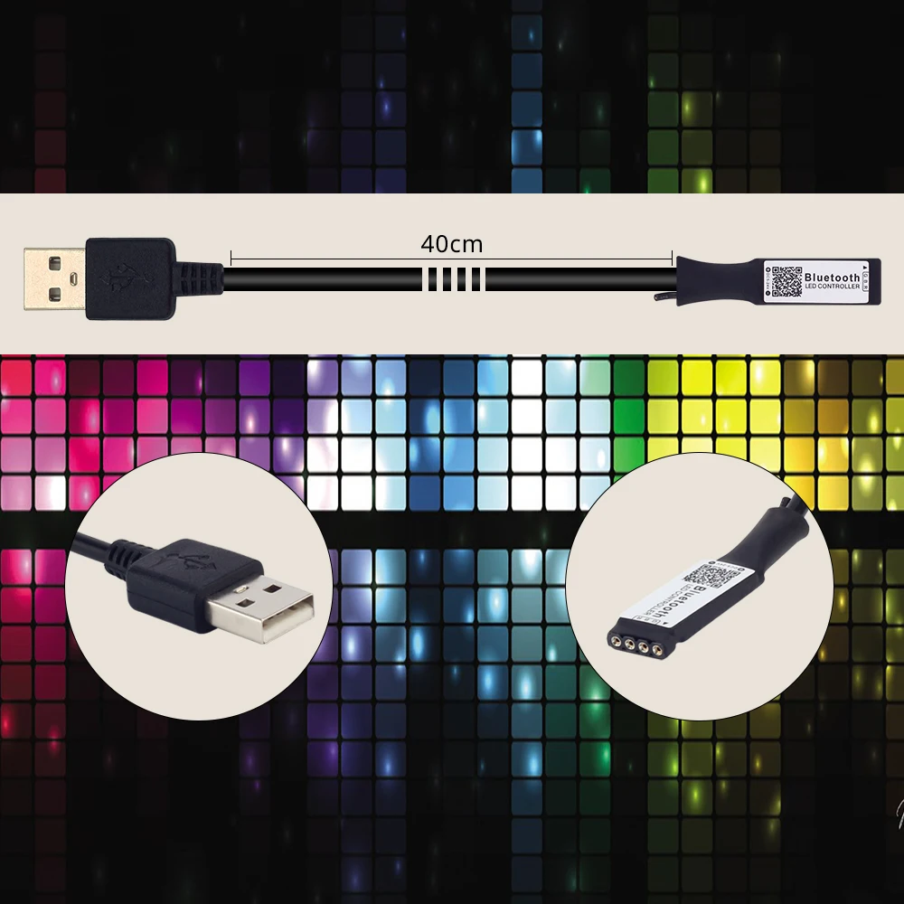5 в RGB Светодиодная лента USB Bluetooth Водонепроницаемая SMD 5050 50 см м PC В светильник Rgb