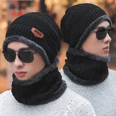 Scarf hat BINGYUANHAOXUAN,, мужские теплые шапки, шапка, шарф, зимняя шерстяная шапка, трикотажные мужские шапки, дамские вязаные шапки-бини, женские шапки, милитари - Цвет: Scarf hat