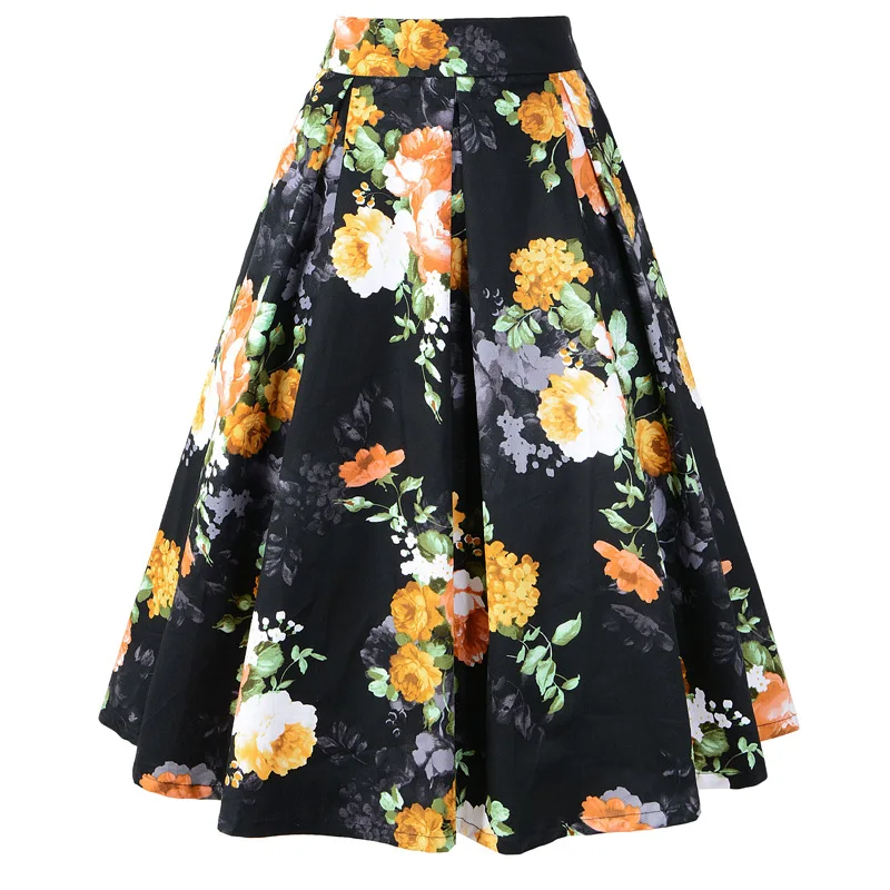 Новинка 2018 Модная Летняя Расклешенная юбка в стиле ретро с принтом женская