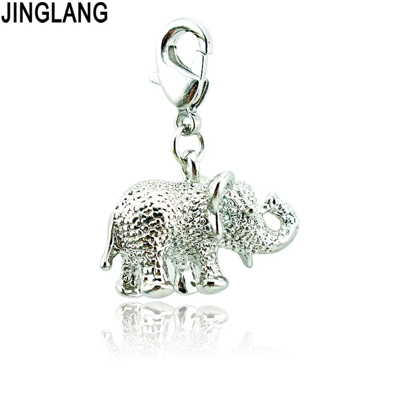 JINGLANG оптовая цена серебряный цвет металлический Слон подвеска Омар застежка