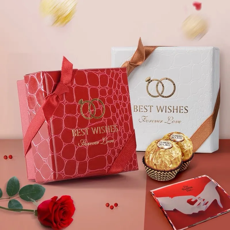 

100pcs lot Elegant Paper Anniversry Birthday Party favor holders Bridal shower Chocolate package Wedding Candy boxes