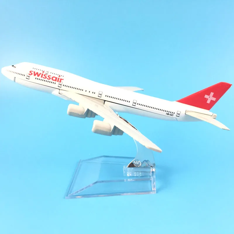 16cm Alloy Metal Swiss Air Swissair Airlines Boeing 747 B747 200 Airways Airplane Model Plane Model W Stand Aircraft Gift