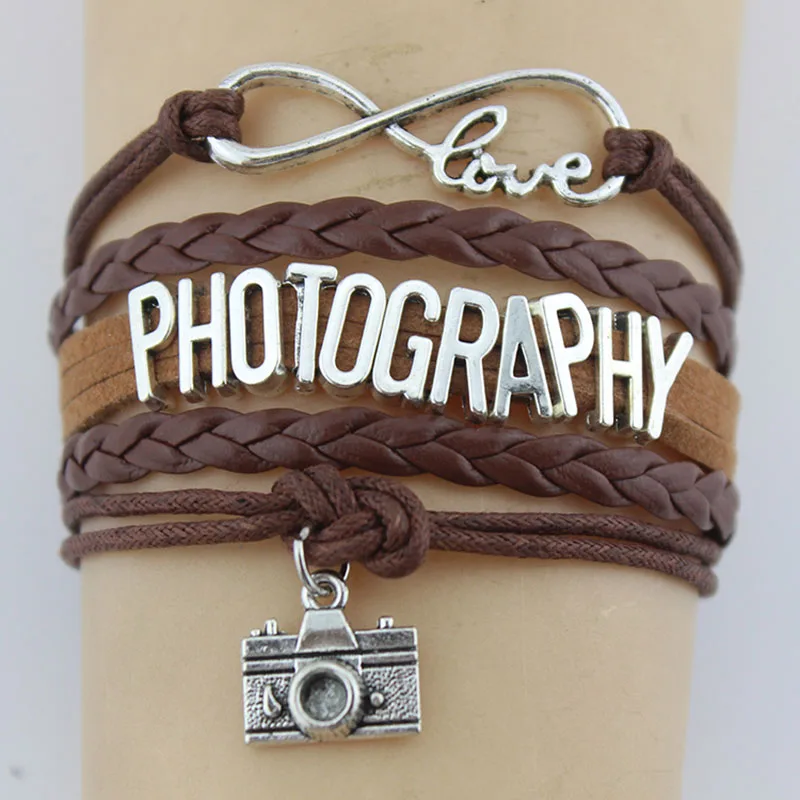 Браслеты для фотографии Infinity Love Кожаные плетеные браслеты ручной работы женщин и