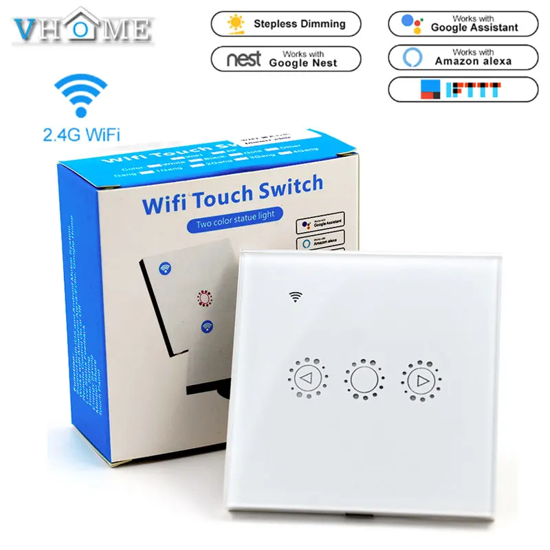 Vhome сенсорный выключатель света ЕС/Великобритания Wifi затемнения настенный