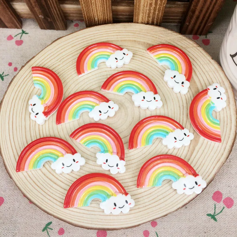 10 шт. с плоской задней кабошон плоская задняя Kawaii DIY Радуга плоское украшение из