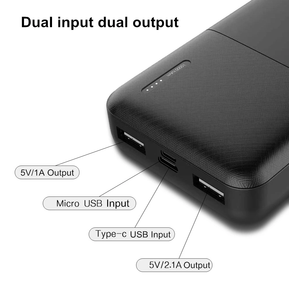 10000 мАч Внешний аккумулятор 2.1A Быстрая зарядка внешний Двойной USB портативный