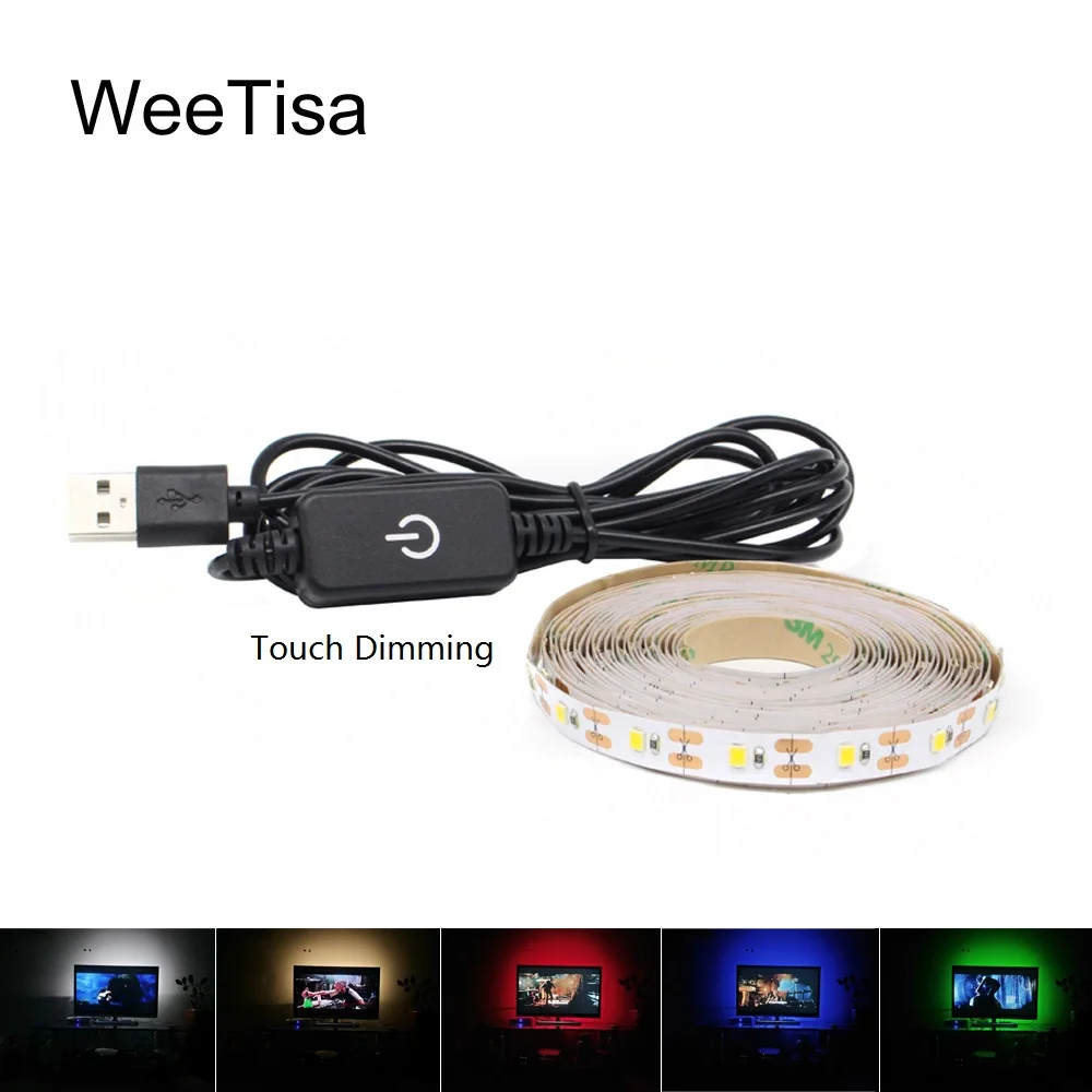Fita USB Светодиодная лента с подсветкой 5 в 2835 5050 RGB сенсорная лента с регулируемой яркостью, светильник с лентой, Настольная декоративная лампа для ТВ фона, Смещенный светильник ing