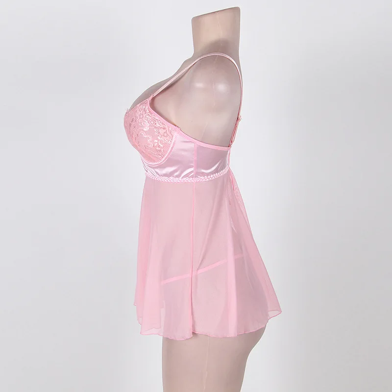 Женская сексуальная ночная рубашка больших размеров с имитацией кружева M 5XL|sexy