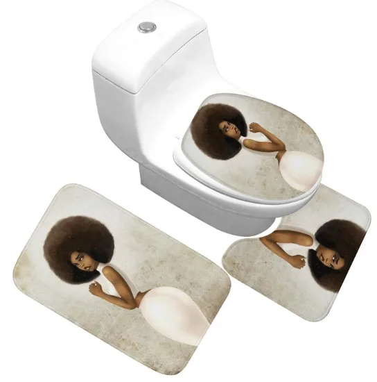 

CAMMITEVER 3pcs Girl Rugs Bathroom Bath Mat Rug Household Bathroom Slip Mat Lid Toilet Covers