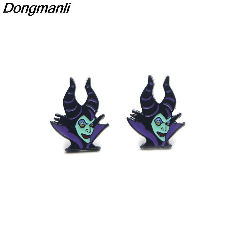 DMLSKY Maleficent queen волшебное зеркало Мультяшные фигурки серьги для женщин детские подарки для девочек серьги-гвоздики забавные ювелирные изделия M2454