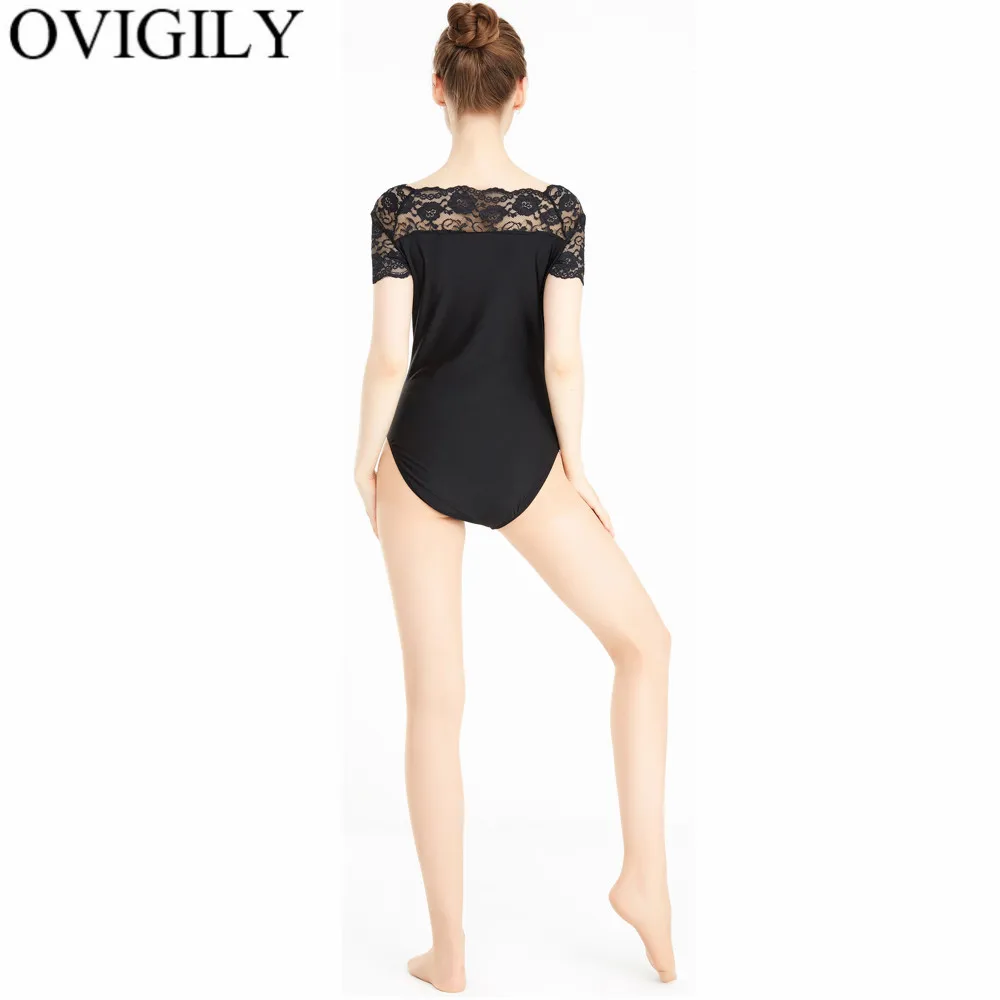 OVIGILY, женское кружевное трико с коротким рукавом для танцев, для взрослых, спандекс, лайкра, гимнастика, трико для балета, танцевальная одежда, трико для девочек