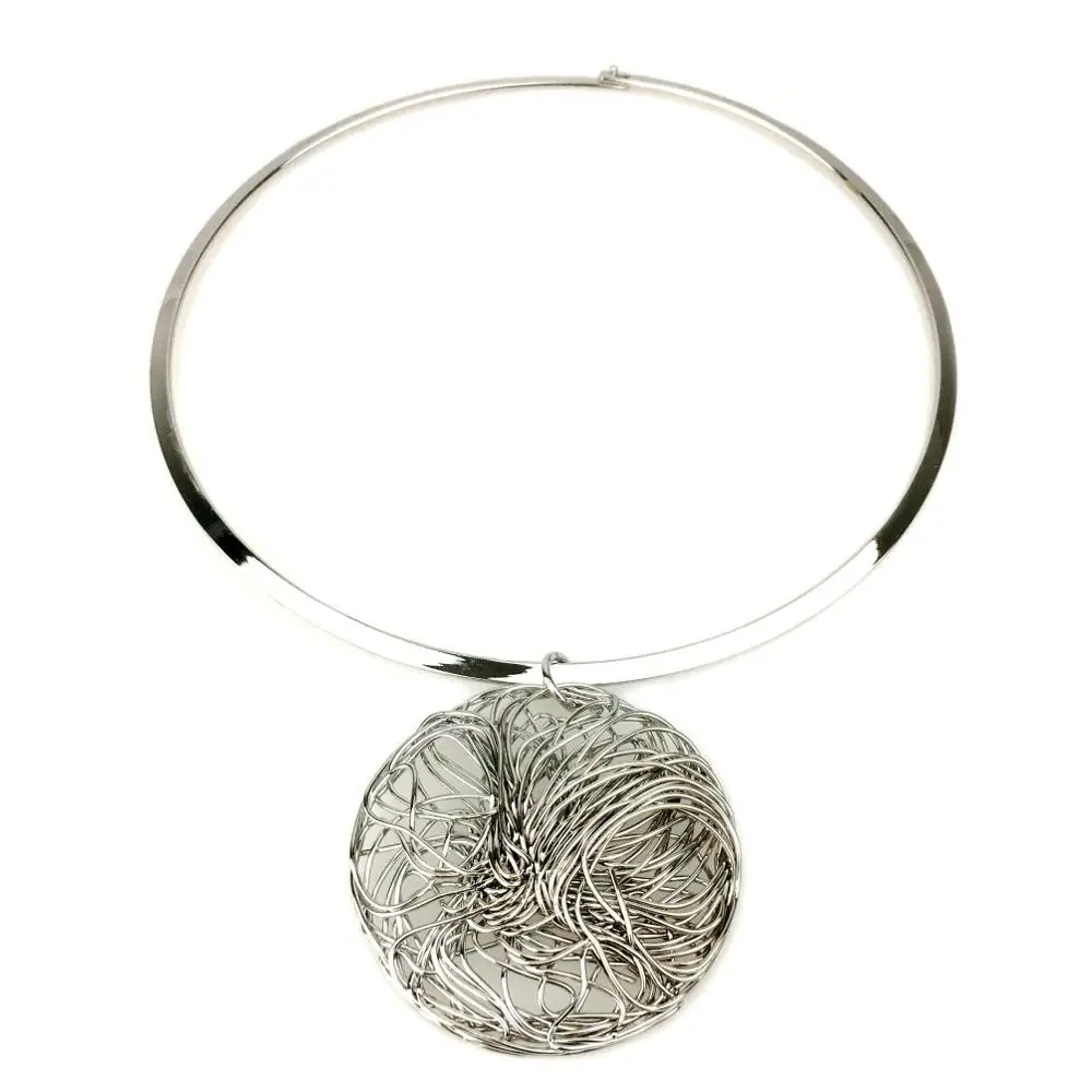 Silver Necklace UKEN, Брендовое, модное, крученое, недорогое ожерелье-чокер для женщин, большая металлическая проволока, подвески, ожерелье, массивные ювелирные изделия - Окраска металла: Silver Necklace