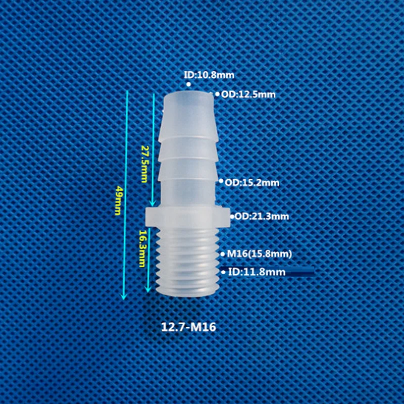 12.7-M16 50 шт M14/M16-3.9~ 16 пагода наружная резьба Straght разъем прозрачный белый Пластик Air насосная труба переходник для фитинга Agricultral - Цвет: 12.7-M16