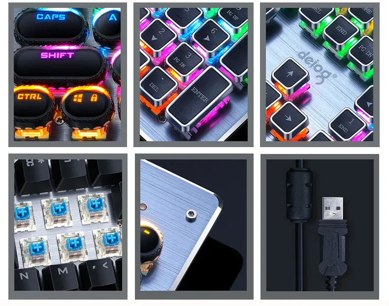 Новая Механическая клавиатура USB Проводная анти-ореолы синий переключатель металлическая панель красочная игровая клавиатура с подсветкой