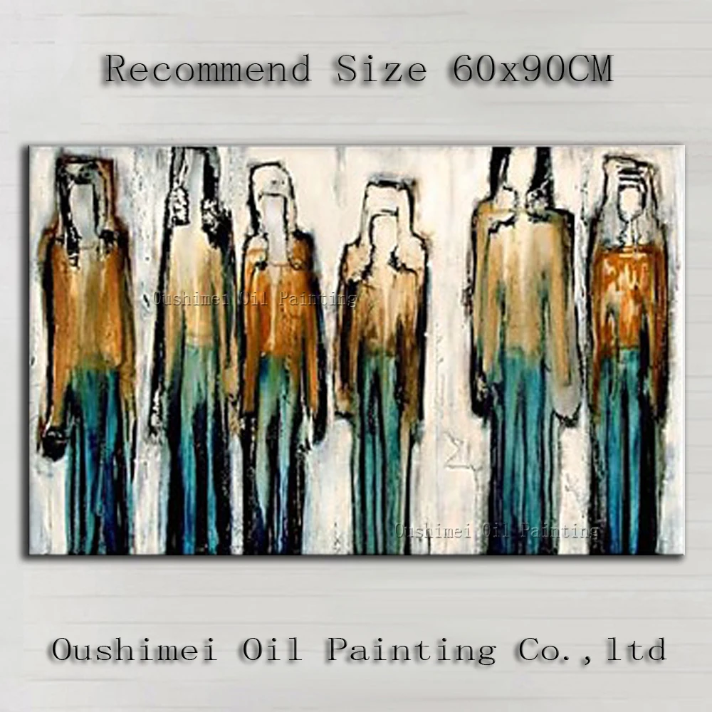 

Wholesale High Quality Abstract Figure Oil Painting On Canvas Handmade Impression Six People Oil Painting For Wall Decoration