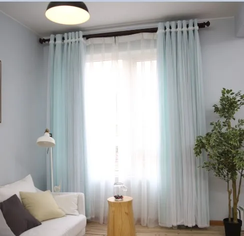 Кружевная и атласная ткань 2 слоя занавески романтическая розовая синяя белая