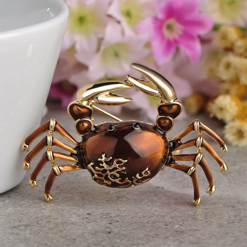 Эмалированные Броши Blucome крабы для женщин и детей подарки золотого цвета в стиле