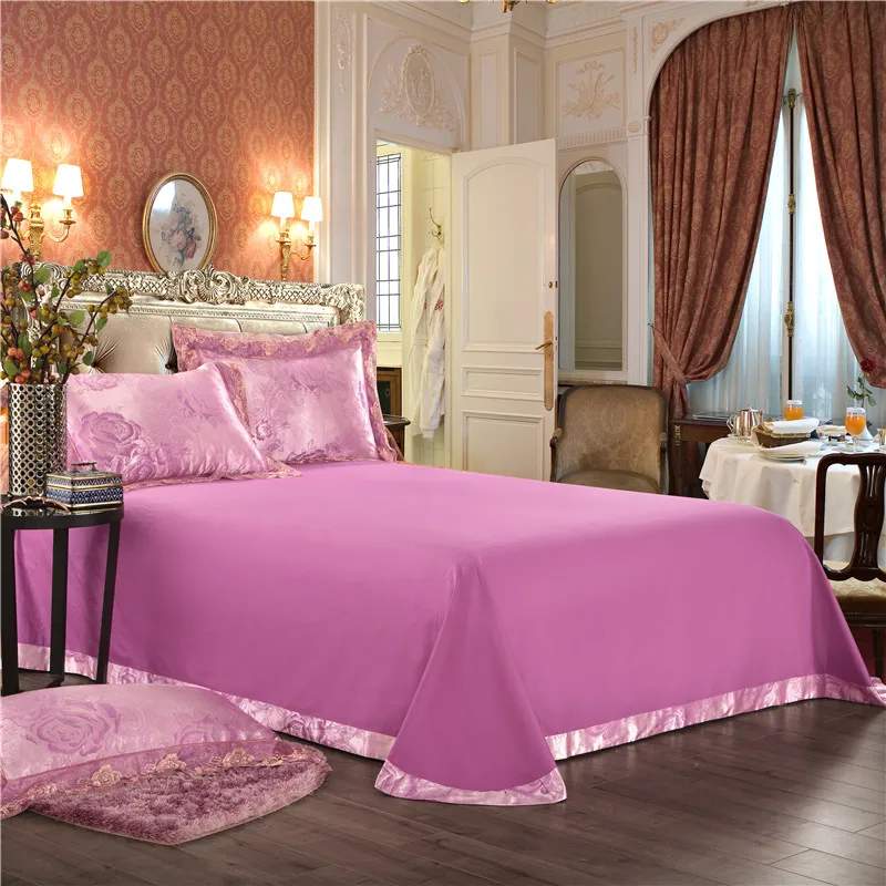 Хлопок и шелк атлас Розовый и красный цвет элитное постельное белье queen King size комплект постельного белья/Стёганое одеяло крышка льняное постельное белье набор funda nordica Кама