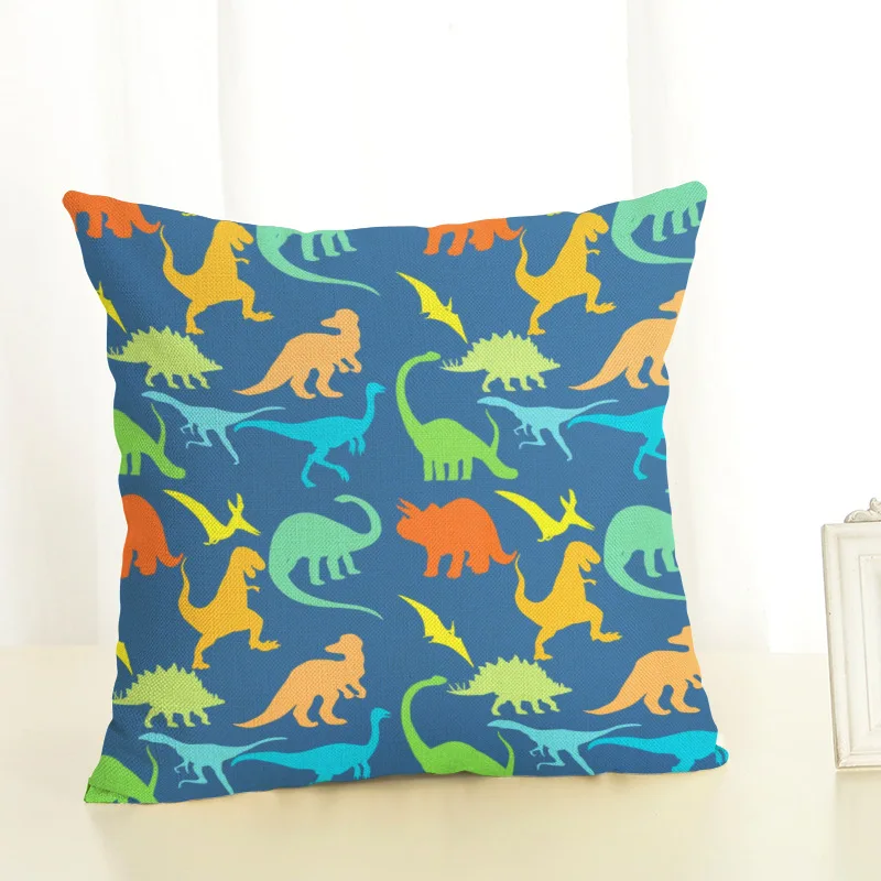 Cushion Cover Наволочка для подушки 45x45 см Наволочки домашний декор животных Динозавр Тираннозавр Рекс Печать Хлопок Лен наволочки - Цвет: Cushion Cover