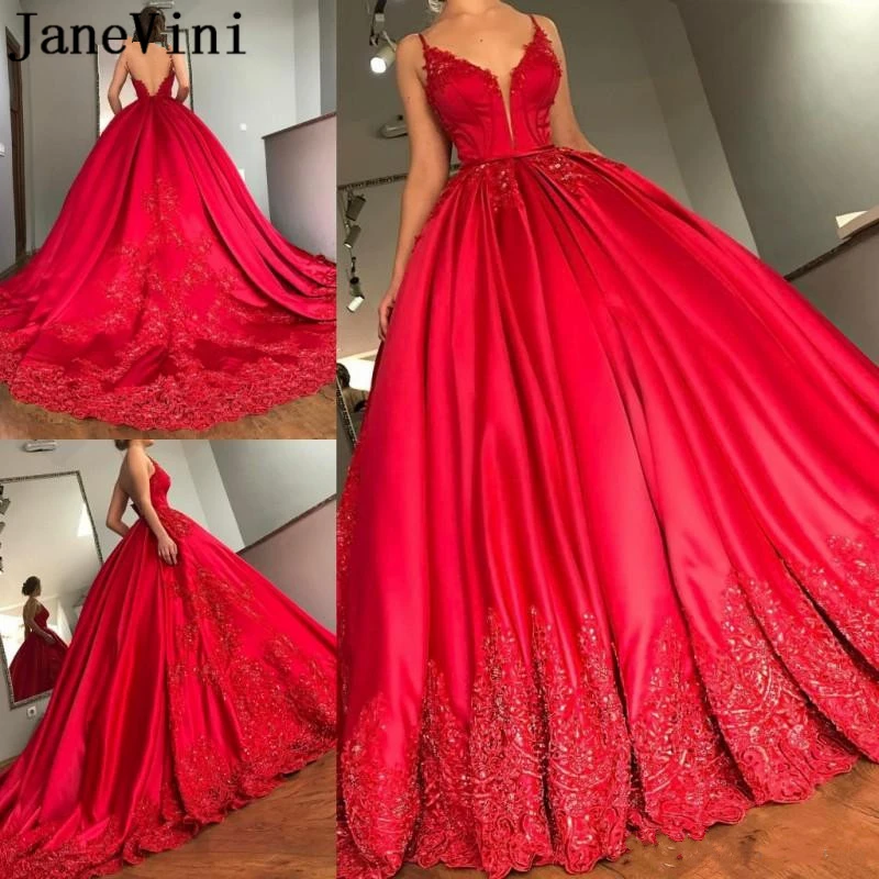 Роскошные красные платья jaevini для Quinceanera бальное платье сексуальные кружевные с V